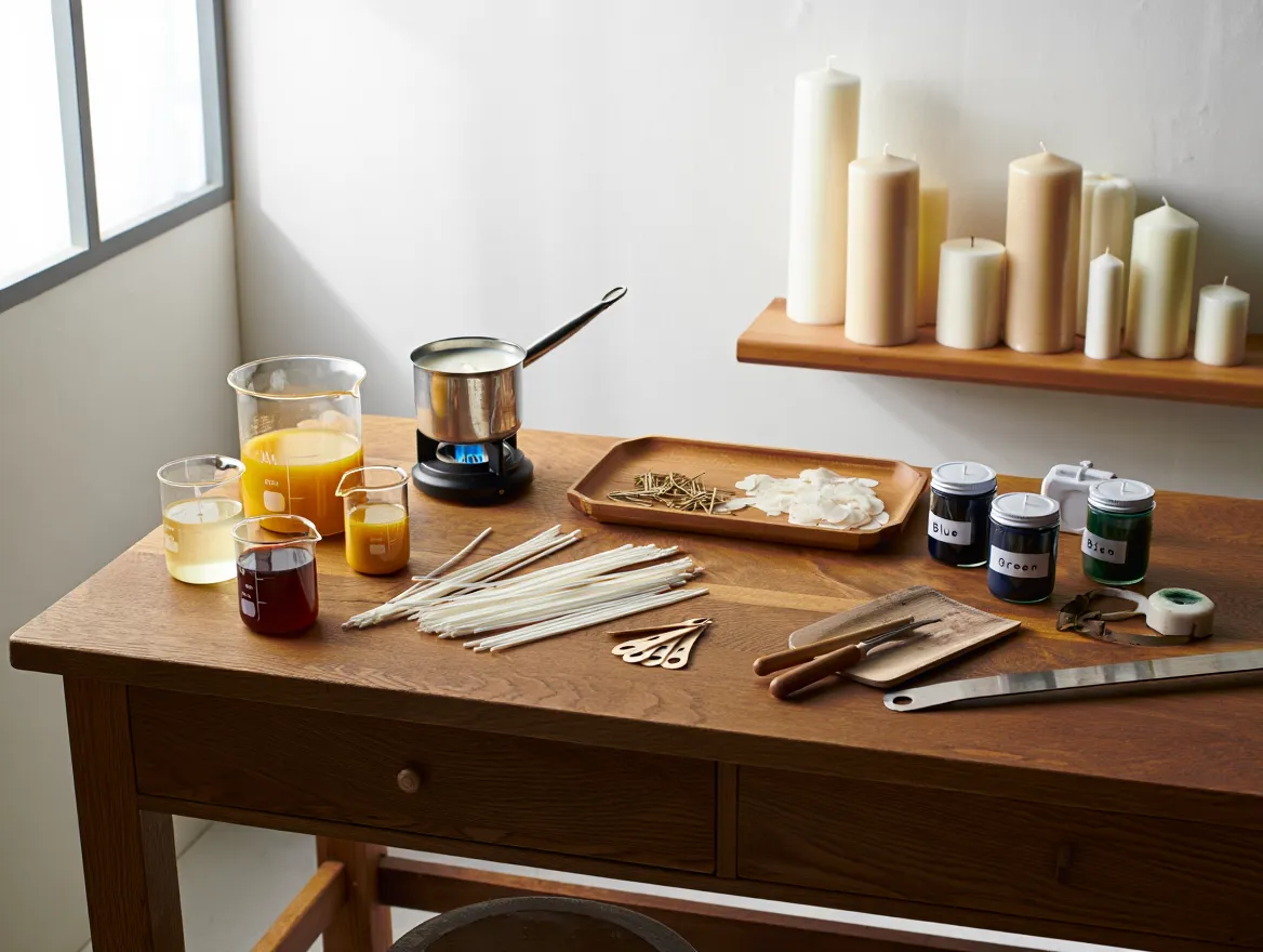 Workshop supplies and candle making materials